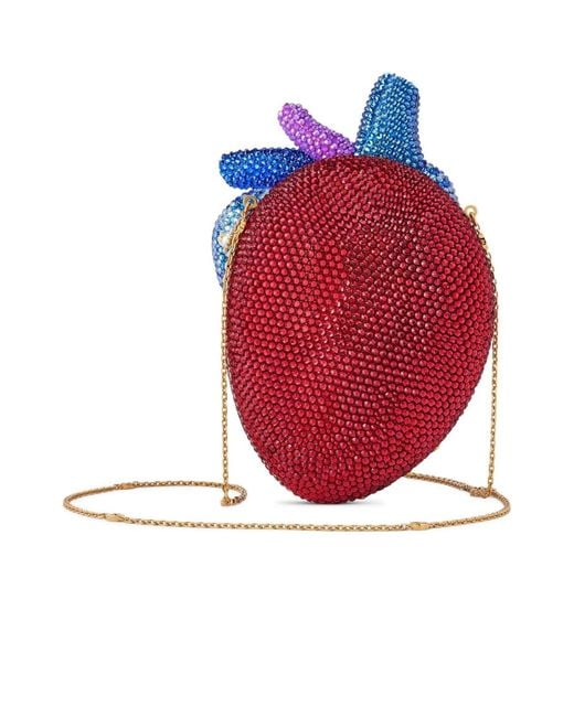 Gucci Red Broadway Heart Crystal-embellished Clutch Bag