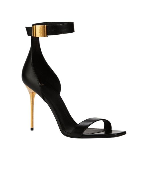 Balmain Black Leather Uma Sandals