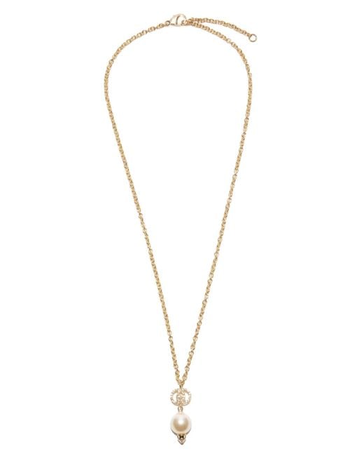 Gucci Metallic Interlocking G Pearl Crystal Necklace