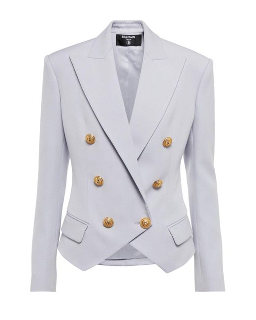 Balmain Double Breasted Blue Wool Blazer
