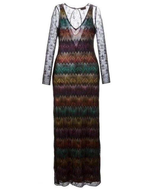 Missoni Black Zig Zag Crochet Sheer Dress It 42 (us 6)