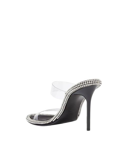 Alexander Wang White Nova Crystal Mule Heels