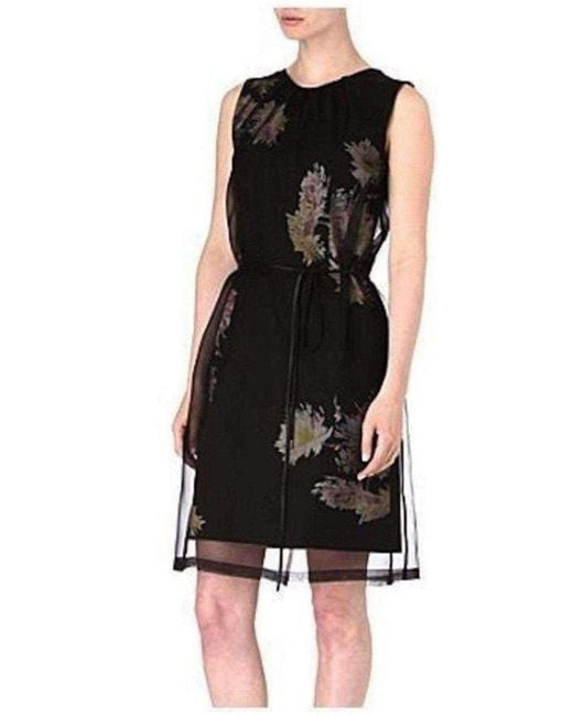 Dries Van Noten Black Organza Overlay Floral Silk-blend Dress