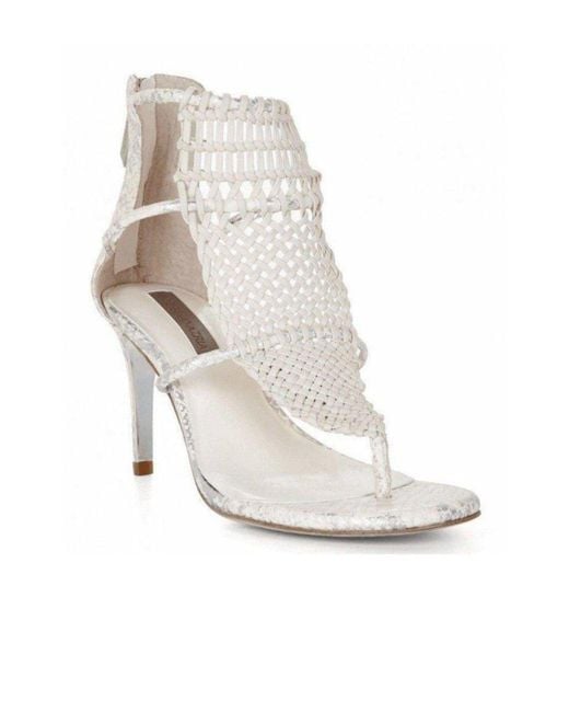 BCBGMAXAZRIA White Charlotte Macrame Sandals
