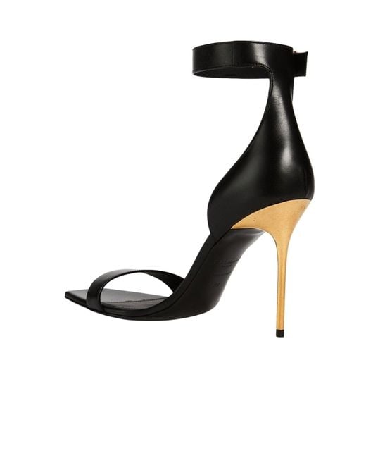 Balmain Black Leather Uma Sandals
