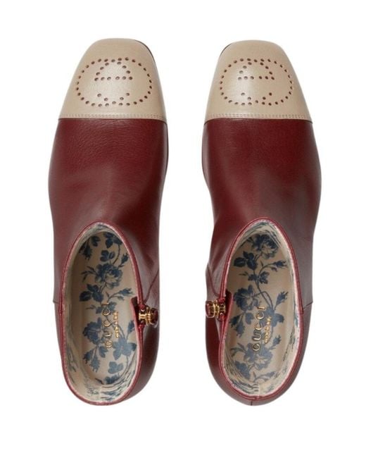 Gucci Red Interlocking G Ankle Boots