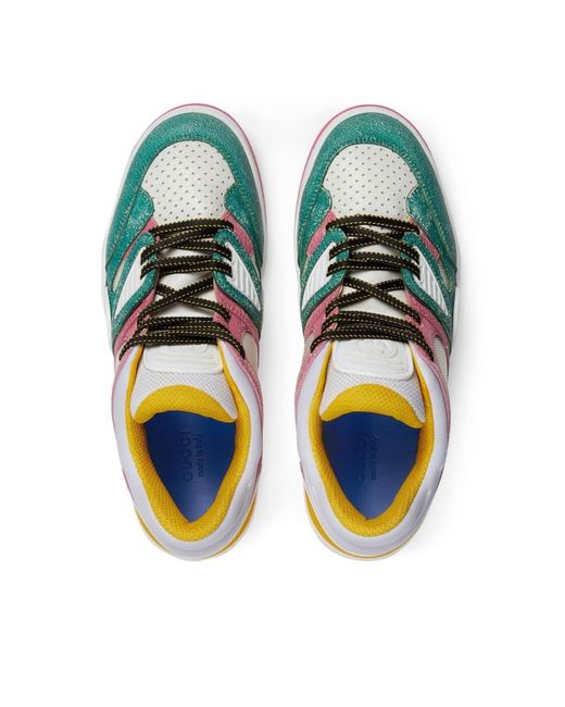 Gucci Green Basket Panelled Sneakers