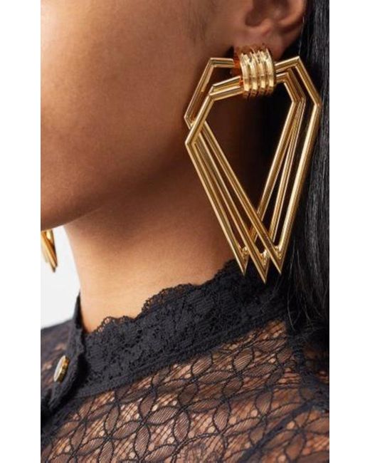 Gucci Metallic Stacked Triangle Clip-on Earrings