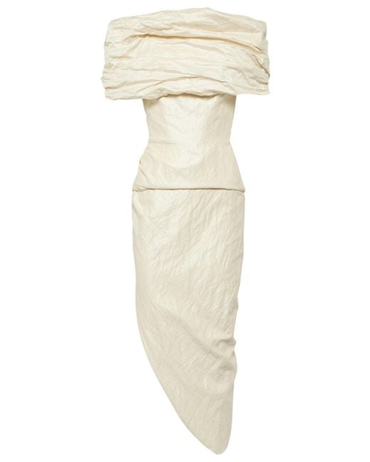 Maticevski Natural Amber Draped Cotton Midi Dress Pearl Crush