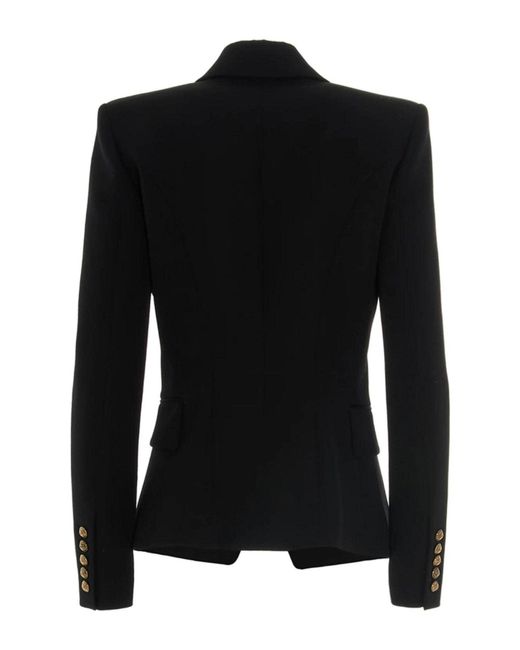 Balmain Black Classic Double-breasted Wool Blazer