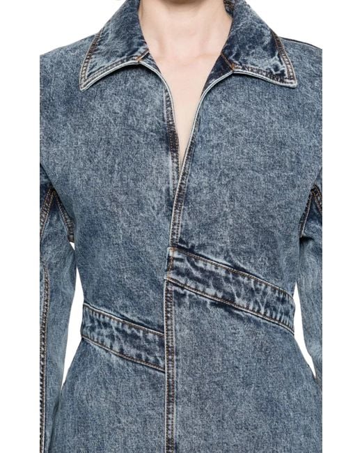Alaïa Gray Spiral Denim Trench Coat