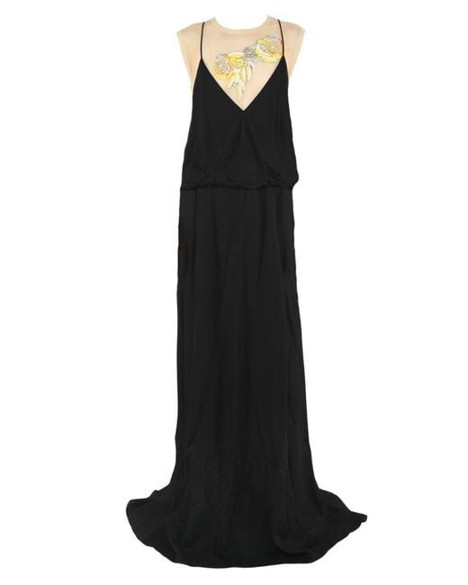 Dries Van Noten Black Embellished Backless Maxi Dress