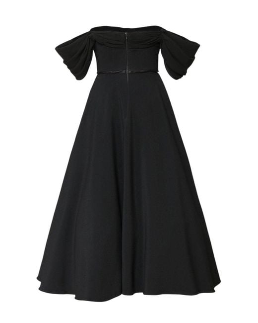 Giambattista Valli Black Off-shoulder Flared Midi Dress
