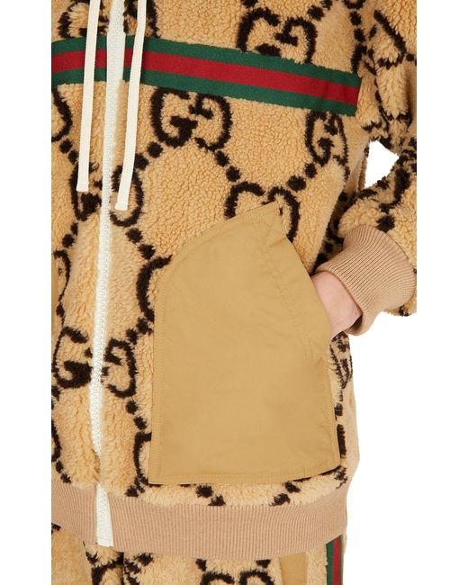 Gucci Natural Gg-pattern Fleece Jacket