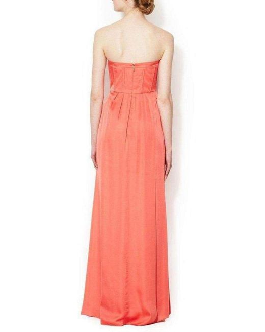 BCBGMAXAZRIA Pink Strapless Fitted Bustier Slit Dress