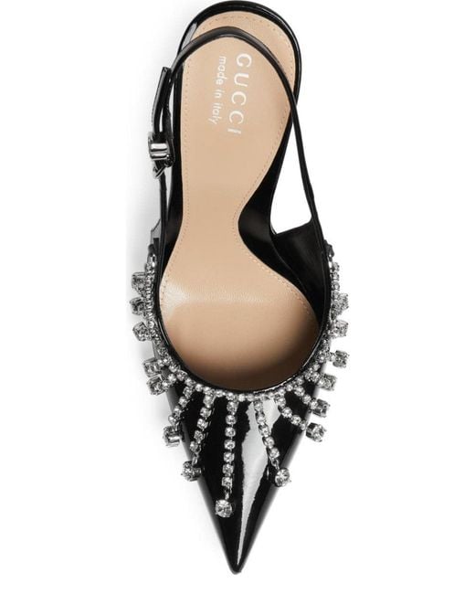Gucci Black Guinevere 105mm Patent Leather Slingback Pumps