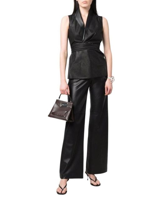 Rick Owens Black Wrap-front Leather Vest