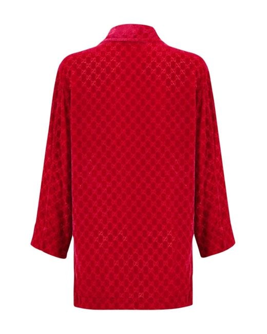Gucci GG Embossed Devoré Velvet Shirt In Red