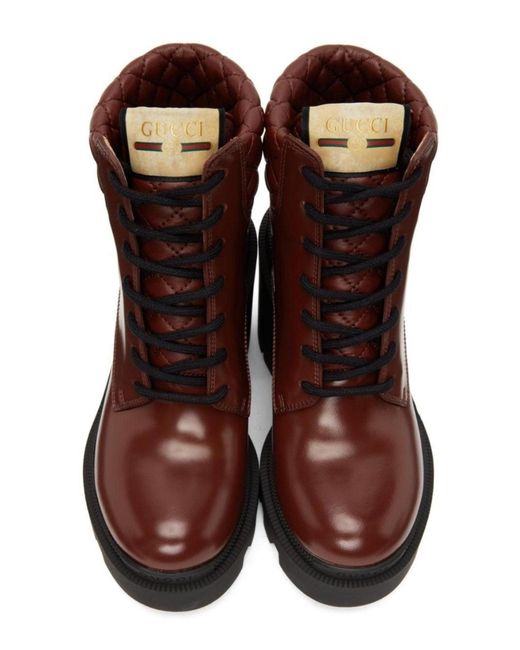 Gucci Brown Red Trip Ankle Boots