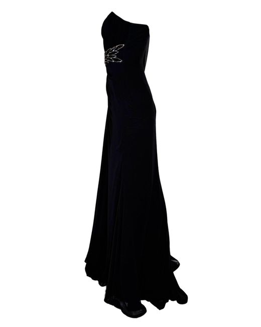 Cult Moda Blue One-shoulder Long Sleeve Chiffon Gown