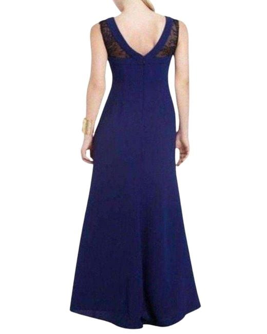 BCBGMAXAZRIA Blue Evans Lace Insert Evening Dress