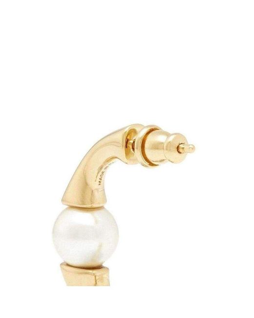 Chloé Metallic Darcey Swarovski Pearls Plated Brass Half Hoop Earrings