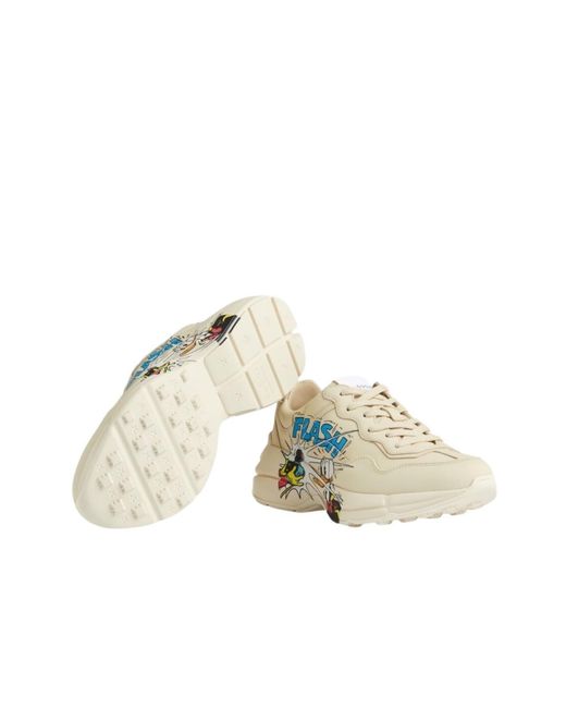 Gucci X Disney Donald Duck Rhyton Leather Sneaker in White | Lyst