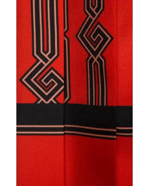 Gucci Red Square G Chain Print Silk Dress