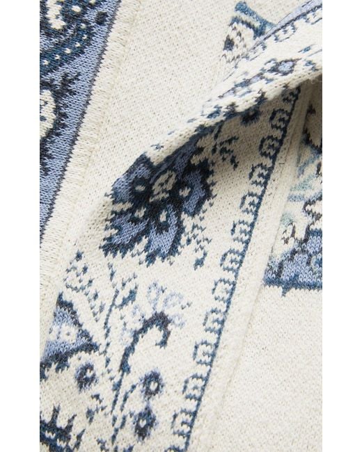 Etro Blue Floral Print Wrap Coat