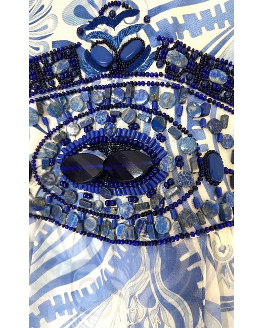 Emilio Pucci Blue Greek Bleach Lazurite Silk Halter Gown Dress
