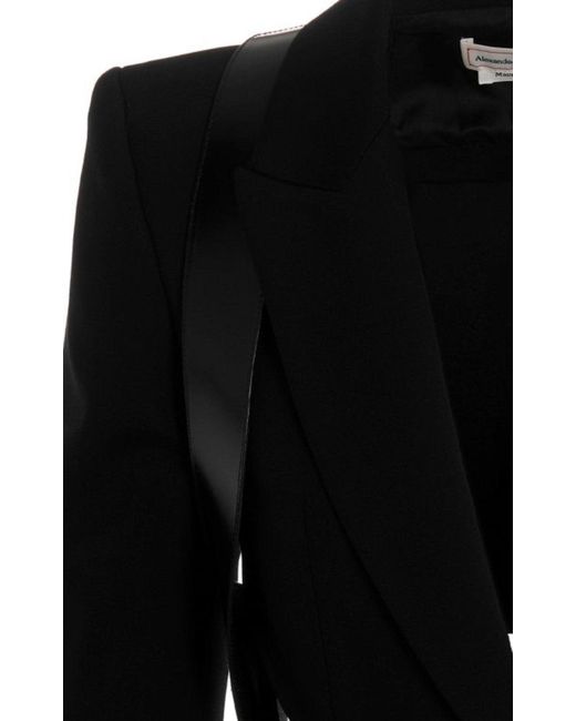McQueen Black Single-breasted Slashed Blazer