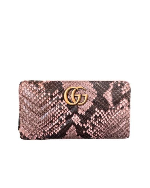 Gucci Pink Matelassé GG Marmont Zip Around Wallet