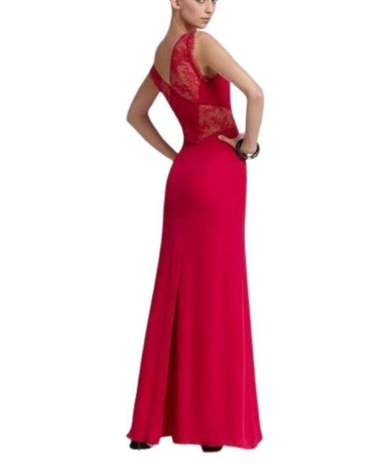 BCBGMAXAZRIA Red Karey Maxi Lace Detail Turkish Pink Dress