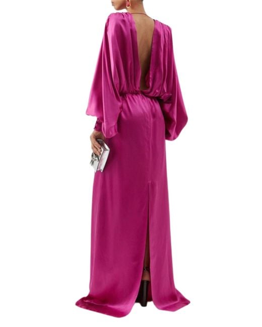 Gucci Pink Draped Silk-blend Satin Gown Dress