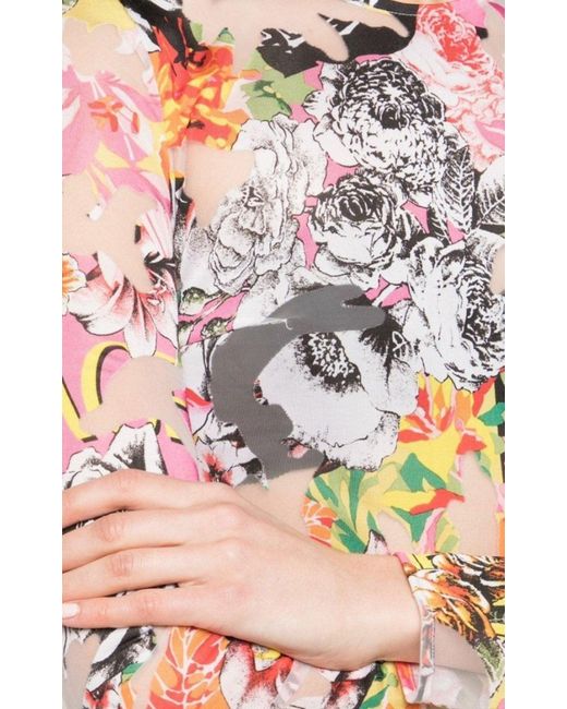 Versace Multicolor Floral Jersey Top It 44 ( Us 8 )
