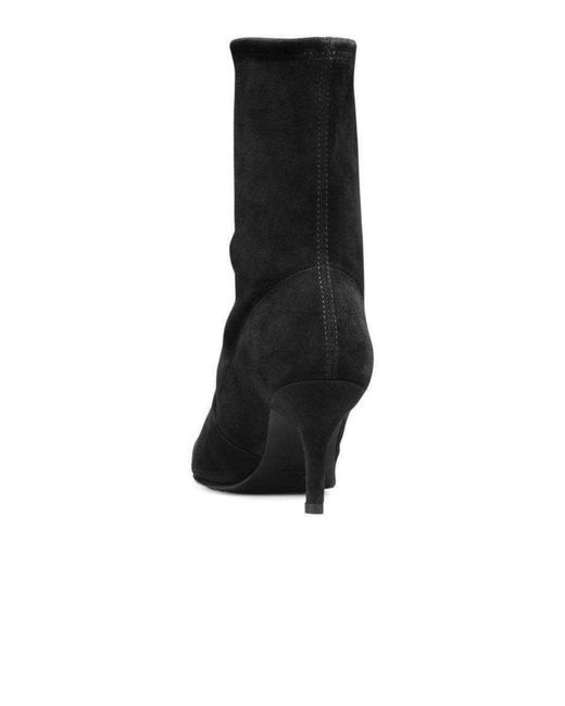 Stuart Weitzman Cling Black Suede Sock Booties