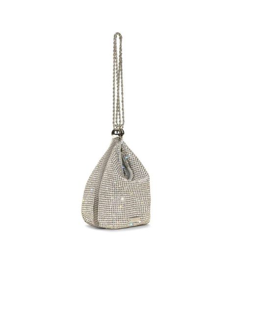 Cult Gaia White Rue Crystal Top Handle Wristlet Bag
