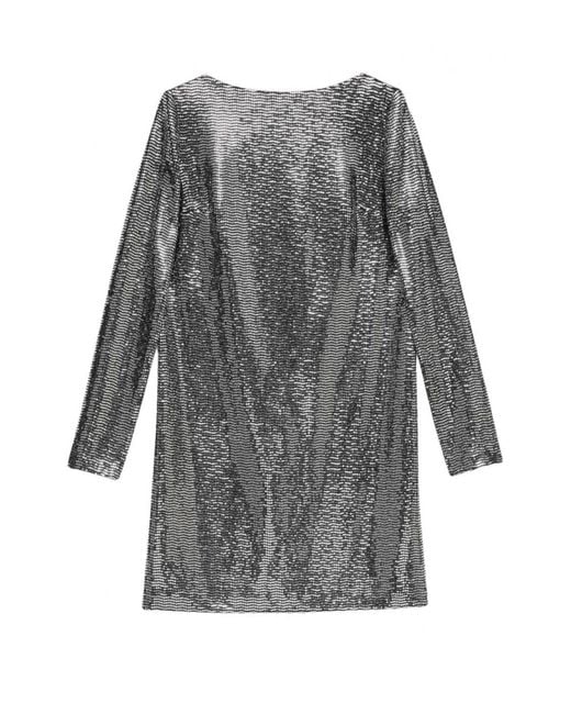 Gucci Gray Metallic Dotted Jersey Dress