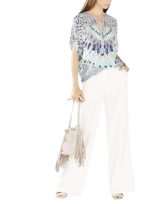 BCBGMAXAZRIA Blue Ayanna Oversized Printed Top