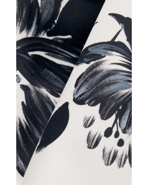 Emilia Wickstead White Kora Floral Print Twill Midi Dress