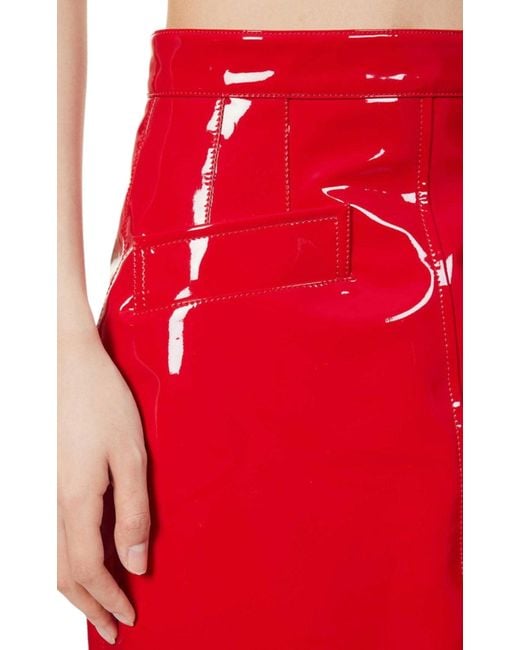 Gucci Red Vinyl Mid Waist Midi Skirt