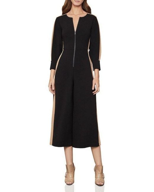 BCBGMAXAZRIA Black Zip-front Cropped Wide Leg Jumpsuit