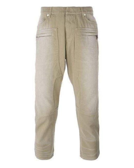 Balmain Natural Tan Cropped Jeans for men