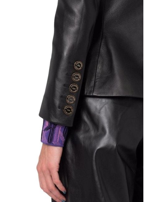Alexandre Vauthier Black Double-breasted Leather Blazer