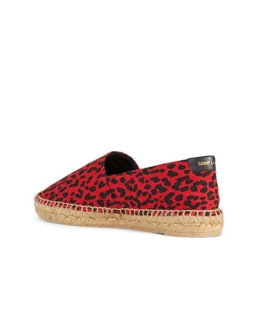 Saint Laurent Red Signature Leopard-print Flat Espadrilles It 39
