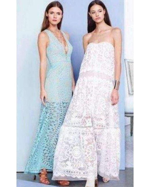 BCBGMAXAZRIA White Strapless Bottom Ruffle Cotton Gown