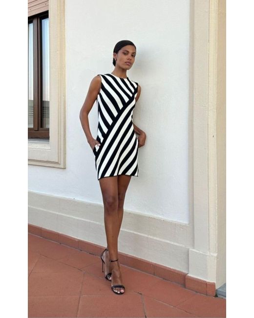 Gucci Black Striped Jacquard Sleeveless Dress