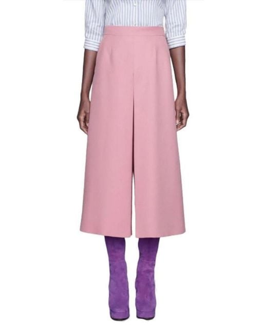Gucci Purple High-rise Wide Silk-blend Pants
