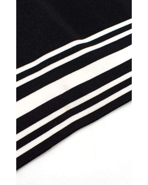 Balmain Black Square-neck Stripe-trim Knit Dress