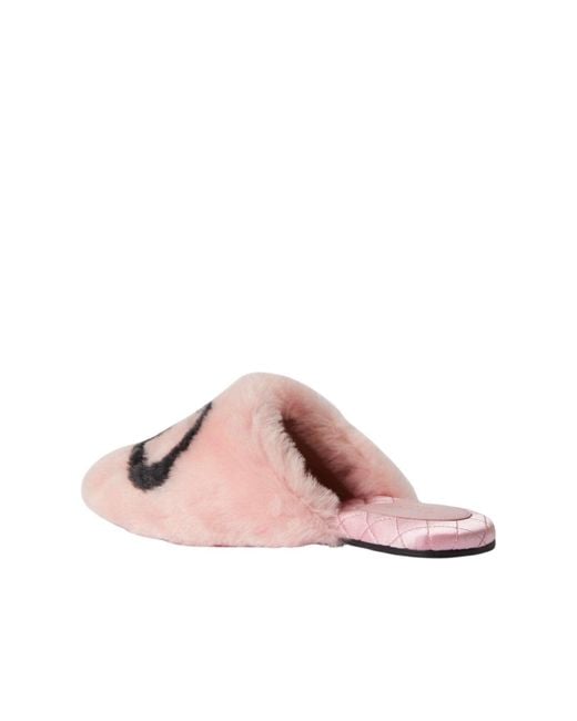 Gucci Interlocking G Faux Fur Slippers In Pink